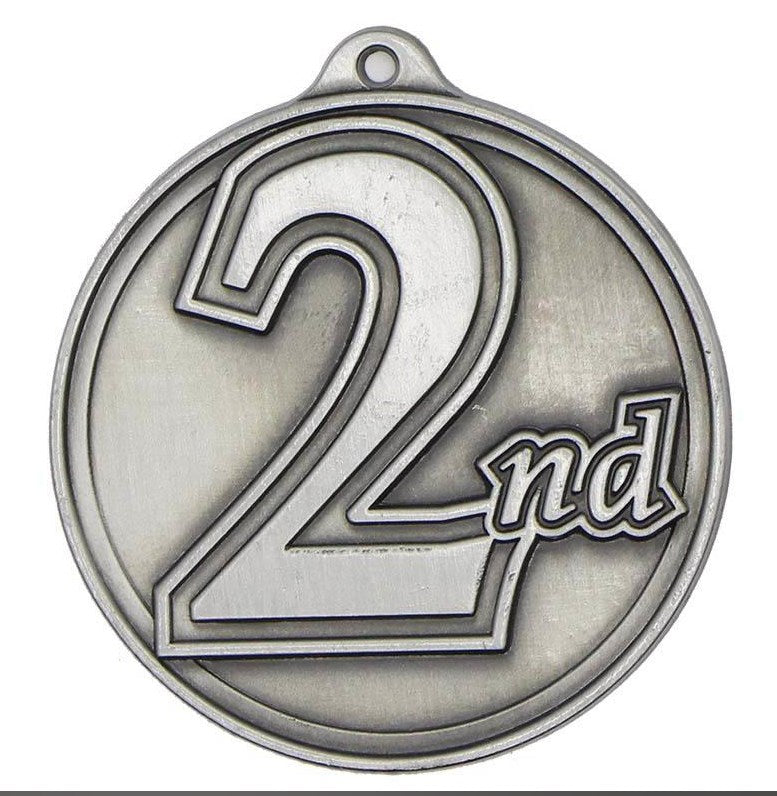 2nd Sculptured Round Medal Trophy - Silver