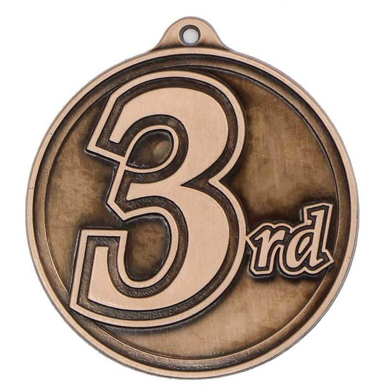 3rd Sculptured Round Medal Trophy - Bronze