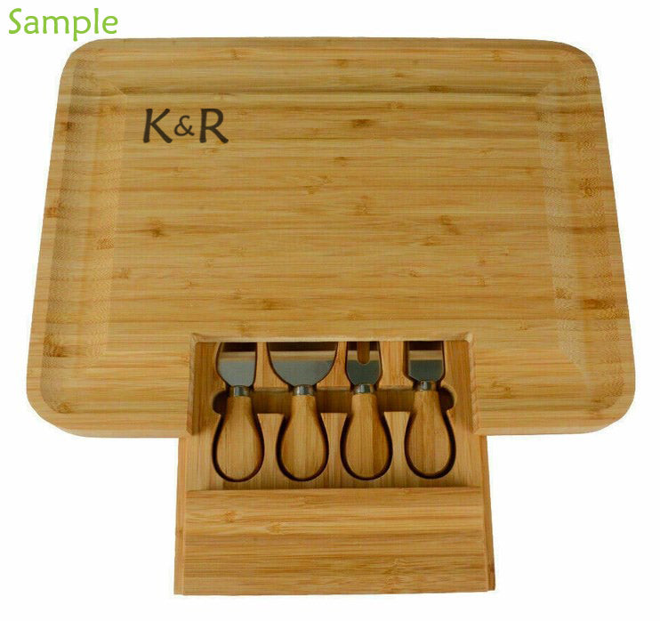 Wood Cheese Knife and Board Set - Rectangular - with Laser Engraving 3D Print Creativity