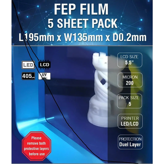 FEP FILM 200 Micron (5 Sheet pack) 3D Print Creativity
