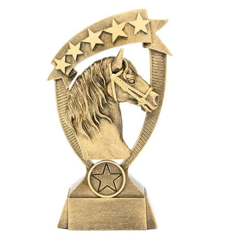 Horse Banner Trophy - Antique Gold