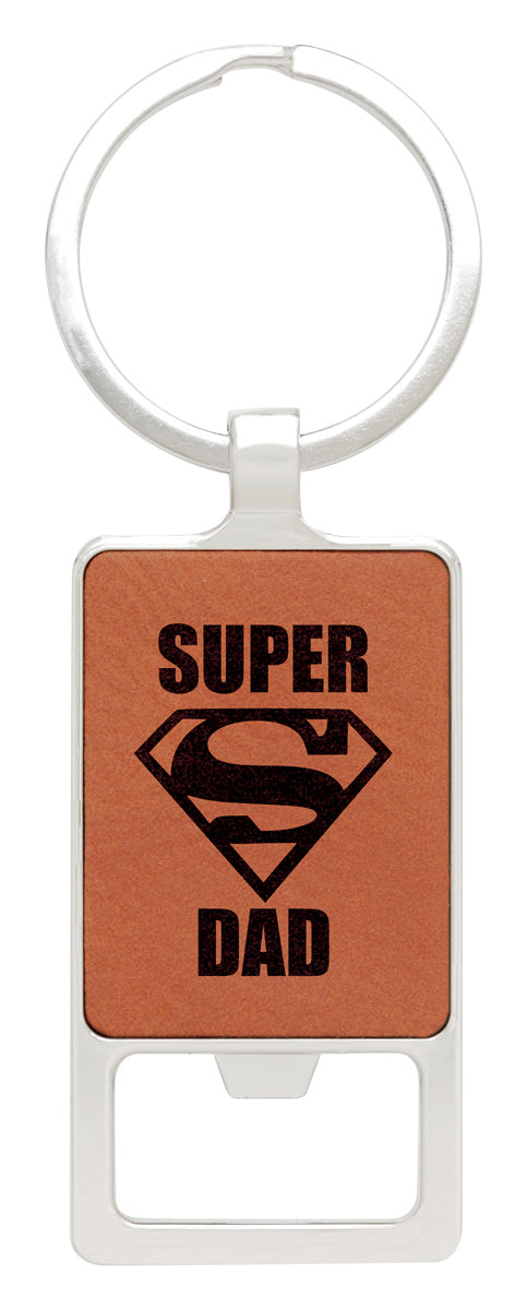 Leatherette Keychain Bottle Opener - Rectangle