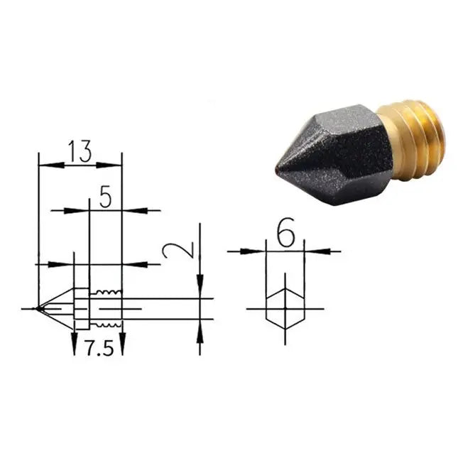 MK8 PTFE Coated Nozzle - 0.4  1.75mm
