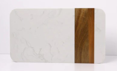 Marble/Acacia Wood Cutting Board Rectangle 23x40cm - with Laser Engraving