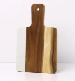 Marble/Acacia Wood Cutting Board with Handle 15x25cm - with Laser Engraving