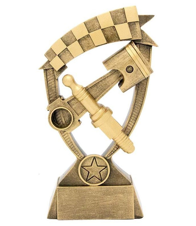 Motor Sport Banner Trophy - Antique Gold