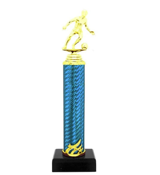 Soccer Column Blue Trophy