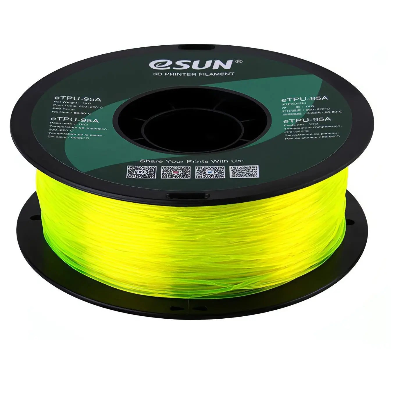 TPU Flexible Filament 1.75mm 1Kg Transparent Yellow