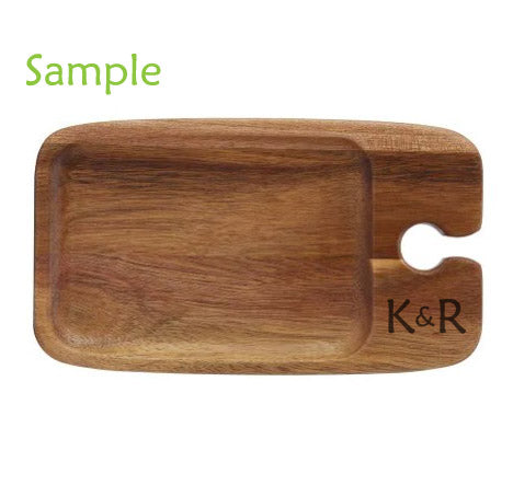 Wood Wine Holder with Platter - with Laser Engraving