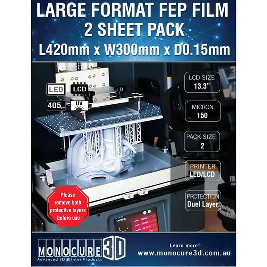 XXL FEP FILM 150 Micron (2 Sheet Pack) 3D Print Creativity