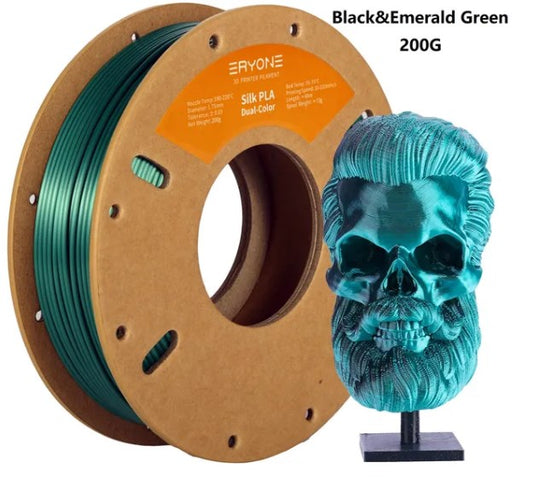 Dual Colors Silk PLA  Black &Emerald Green Filament For FDM 3D Printer 1.75mm-200gr. 3D Print Creativity Pty Ltd