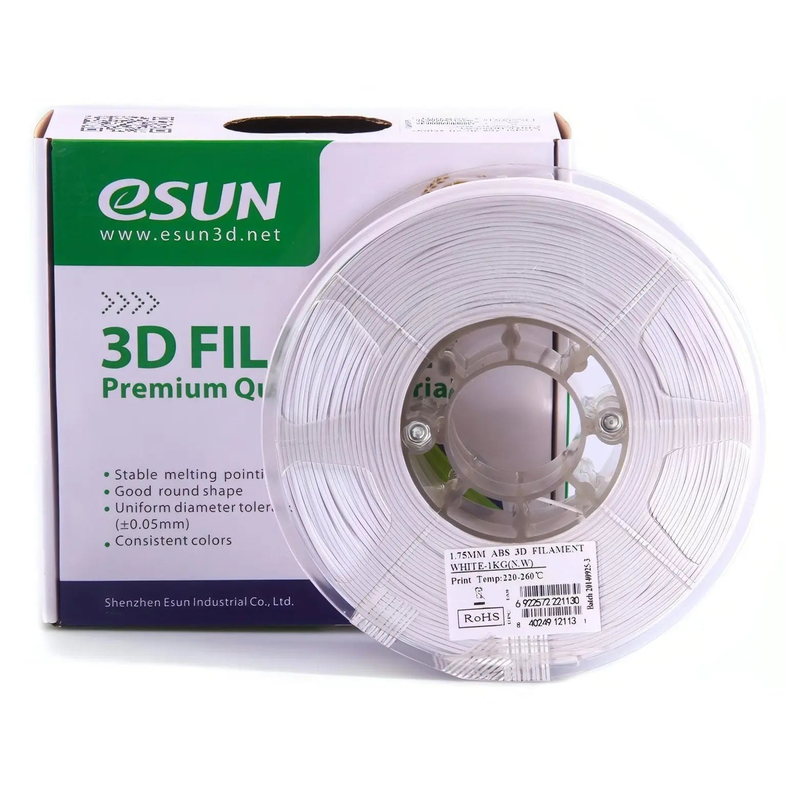 eSUN ABS 3D Filament 1.75mm 1kg Cold White 3D Print Creativity
