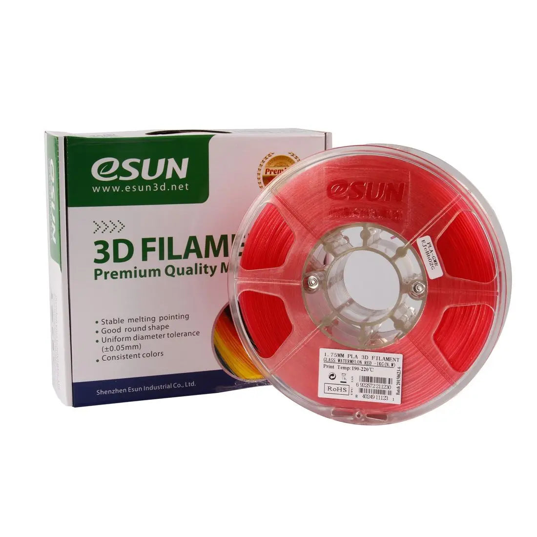 eSUN Glass 3D Filament 1.75mm 1kg - Watermelon