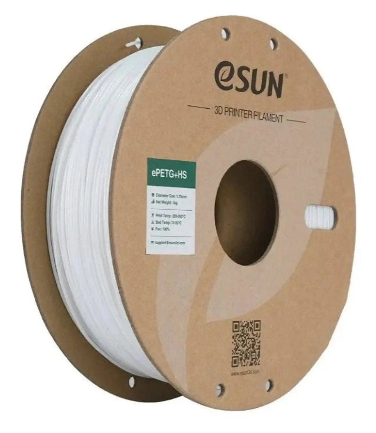 eSun PETG+HS High Speed SOLID WHITE 3D Print Filament 1.75mm 1kg