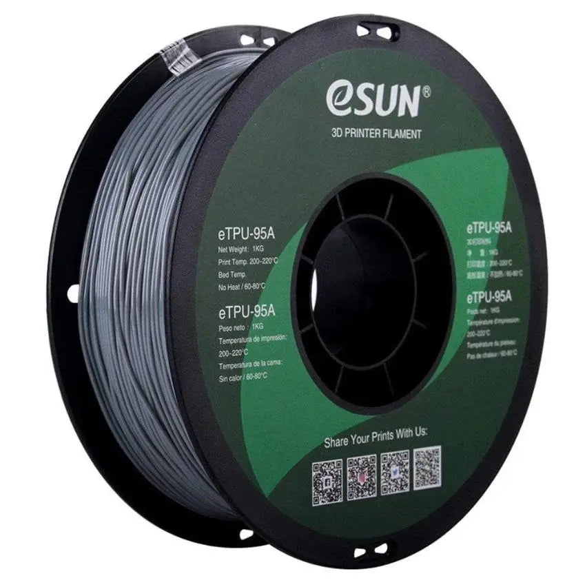 eSun TPU 95A Flexible 3D Print Filament 1.75mm 1kg - Grey