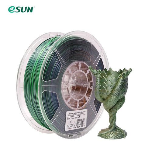 eSun PLa Triple Colour:Gold/Green/Black- Silk PLA 3D Print Filament 1.75mm 1kg