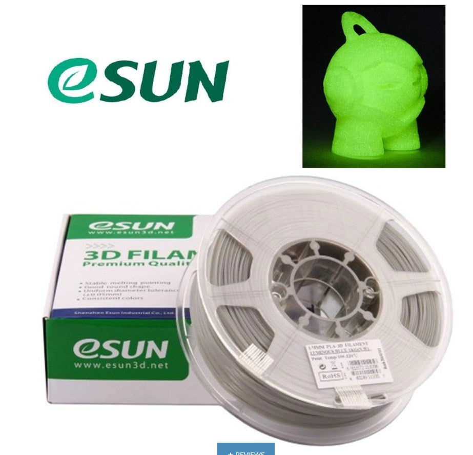 eSUN PLA Luminous Glow-In-Dark 3D Print Filament 1.75mm  1kg Color: Luminous Green 3D Print Creativity